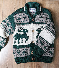 KANATA 캐나다 헨드메이드 양모100% 인디언 코위찬  스웨터(cowichan sweater)