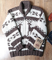 캐나다 헨드메이드 양모100% 인디언 코위챤 스웨터(cowichan sweater) 굿 컨디션!