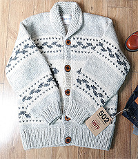 캐나다 헨드메이드 양모100% 인디언 코위찬 스웨터(cowichan sweater) 105사이즈!