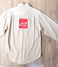 일본판 90S 빈티지 코카콜라 코튼 100% 스트라이프 셔츠! M사이즈! 1996년.
