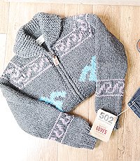 GNANTED 캐나다 핸드메이드 양모100% 인디언 코위챤 스웨터 cowichan sweater
