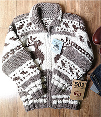 캐나다 헨드메이드 양모100% 인디언 코위챤 스웨터(cowichan sweater) 170이하 S~M사이즈!! 새제품!