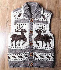 캐나다 헨드메이드 양모100% 인디언 코위챤 스웨터(cowichan sweater) 베스트!