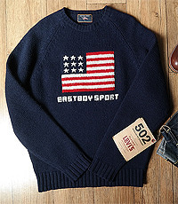 일본판 EASTBOY SPORTS 울100% 성조기 스웨터! 우먼 프리사이즈!