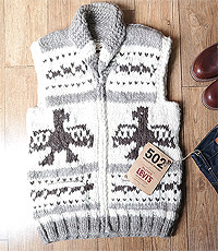 캐나다 헨드메이드 양모100% 인디언 코위챤 스웨터(cowichan sweater)  베스트!