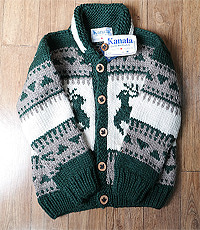 KANATA 캐나다 헨드메이드 양모100% 인디언 코위챤 스웨터(cowichan sweater) 새제품!
