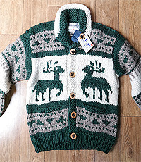 KANATA 캐나다 헨드메이드 양모100% 인디언 코위챤 스웨터(cowichan sweater) 새제품