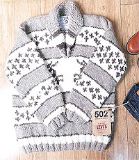 캐나다 헨드메이드 양모100% 인디언 코위챤 풀오버 스웨터(cowichan sweater)  ! 프리사이즈! 굿 컨디션!