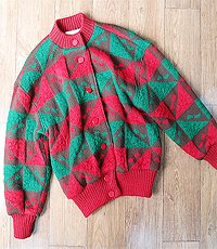 일본판 80~90S tomatsu boutique 울 84% 두툼한 빈티지 스웨터 자켓!  우먼 오버핏!!  남자 174이하 프리! 굿 컨디션!