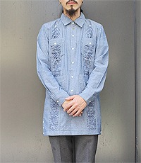 일본판 THE SOFTMACHINE HEAVEN HELL LONG SHIRTS 샴브레이 롱 셔츠~! M사이즈~! 새제품입니다.