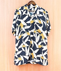일본판 레이온 100% 파인애플 하와이안 알로하 셔츠~! L사이즈~!