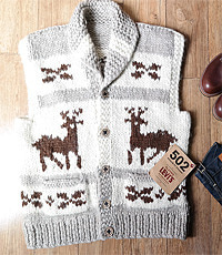 캐나다 헨드메이드 양모100% 인디언 코위챤 스웨터(cowichan sweater)  105사이즈!!