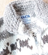 KANATA 카나타 캐나다 헨드메이드 양모100% 인디언 코위챤 스웨터(cowichan sweater)