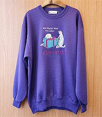 일본판 90S 고양이 자수 빈티지 스웨트셔츠~! 우먼 프리사이즈~!