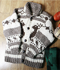 캐나다 헨드메이드 양모100% 인디언 코위챤 스웨터(cowichan sweater)
