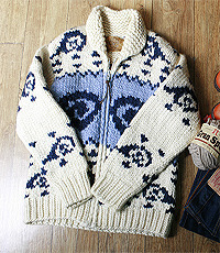 gaijin made 헐리우드 런치마켓!캐나다 헨드메이드 양모100% 인디언 코위챤 스웨터(cowichan sweater)