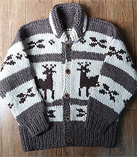 캐나다 헨드메이드 양모100% 인디언 코위챤 스웨터(cowichan sweater) 굿 컨디션!!