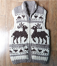 캐나다 헨드메이드 양모100% 인디언 코위챤 스웨터(cowichan sweater) 베스트