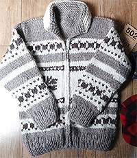 캐나다 헨드메이드 양모100% 인디언 코위챤 스웨터(cowichan sweater) M사이즈!!