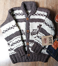 캐나다 헨드메이드 양모100% 인디언 코위찬  스웨터(cowichan sweater) 167이하 프리!!