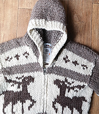 캐나다 헨드메이드 양모100% 인디언 후드 코위찬 스웨터(cowichan sweater)