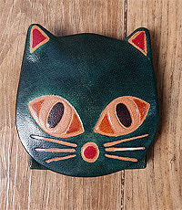 일본판  가죽 고양이 동전지갑